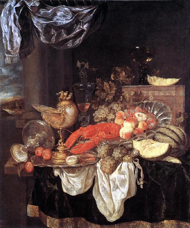 BEYEREN, Abraham van Large Still-life with Lobster